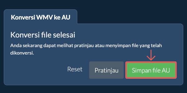 Simpan file AU Konversi ke AU