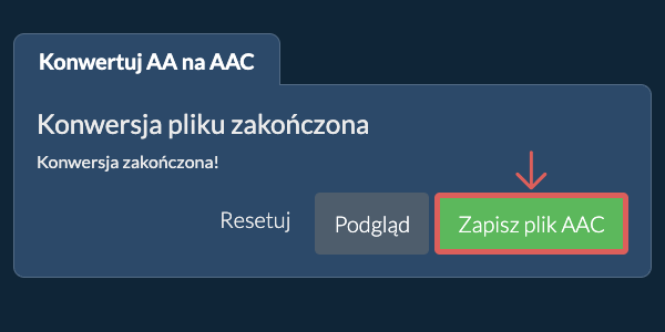 Zapisz plik AAC Konwertuj na AAC