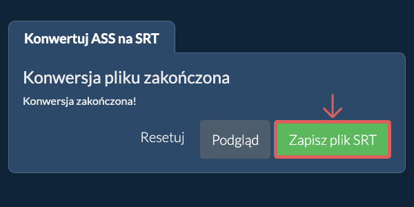 Zapisz plik SRT Konwertuj na SRT