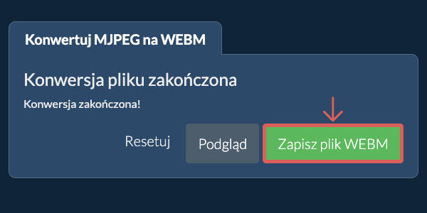 Zapisz plik WEBM Konwertuj na WEBM