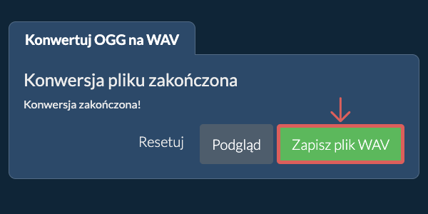Zapisz plik WAV Konwertuj na WAV
