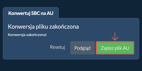 Zapisz plik AU Konwertuj na AU