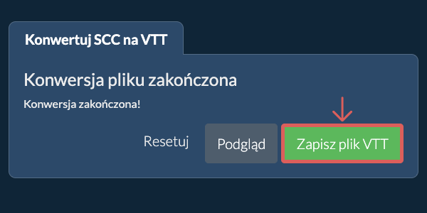 Zapisz plik VTT Konwertuj na VTT