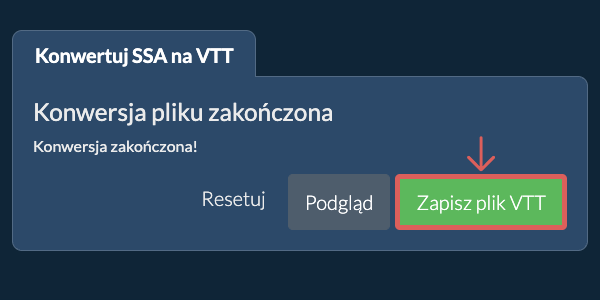 Zapisz plik VTT Konwertuj na VTT
