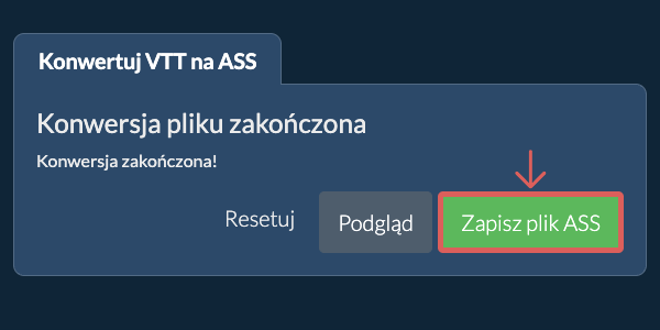 Zapisz plik ASS Konwertuj na ASS