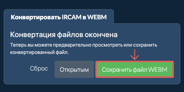 Сохранить файл WEBM Конвертировать в WEBM
