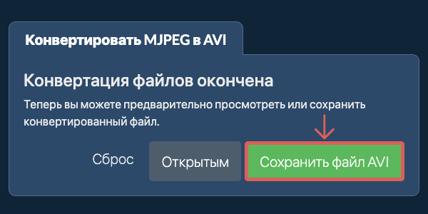 Сохранить файл AVI Конвертировать в AVI