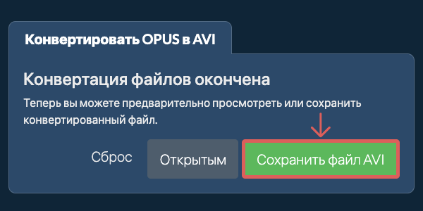 Сохранить файл AVI Конвертировать в AVI