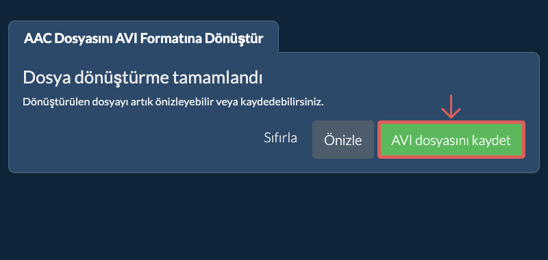 AVI dosyasını kaydet AVI Olarak Dönüştür