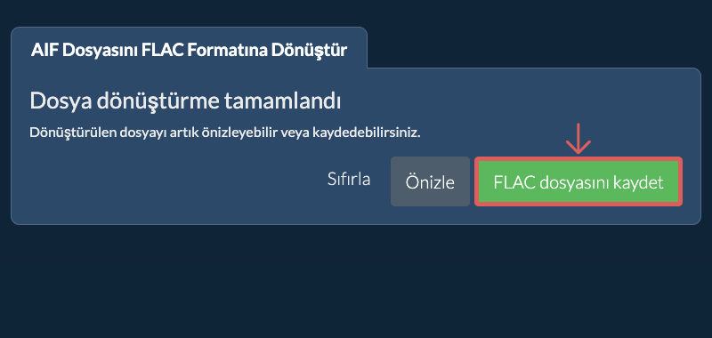 FLAC dosyasını kaydet FLAC Olarak Dönüştür
