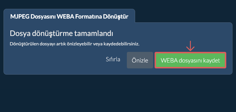 WEBA dosyasını kaydet WEBA Olarak Dönüştür