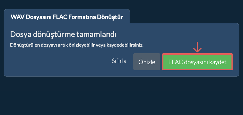 FLAC dosyasını kaydet FLAC Olarak Dönüştür