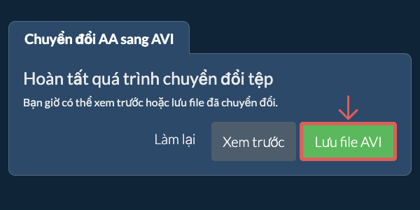 Lưu file AVI Chuyển đổi thành AVI