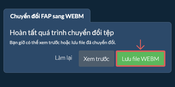 Lưu file WEBM Chuyển đổi thành WEBM
