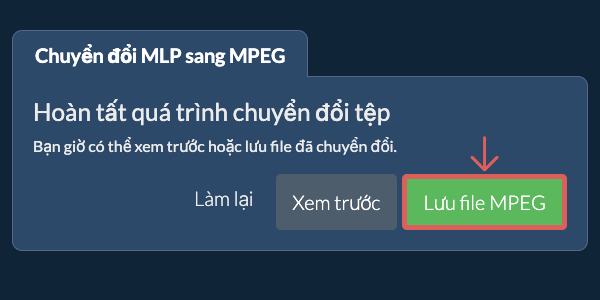 Lưu file MPEG Chuyển đổi thành MPEG