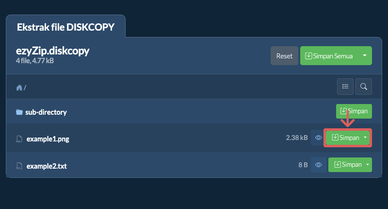 Klik di sini untuk menyimpan file ke drive lokal. Beberapa file dapat dipratinjau di browser.