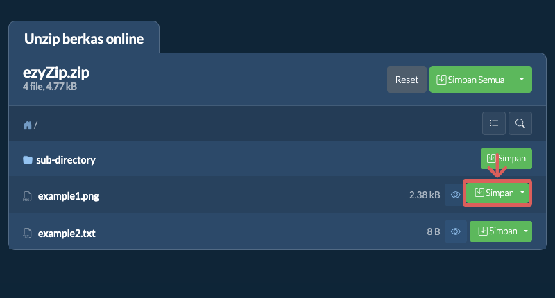 Klik di sini untuk menyimpan file ke drive lokal. Beberapa file dapat dipratinjau di browser.