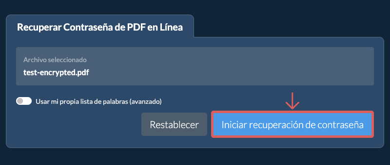 Iniciar recuperación