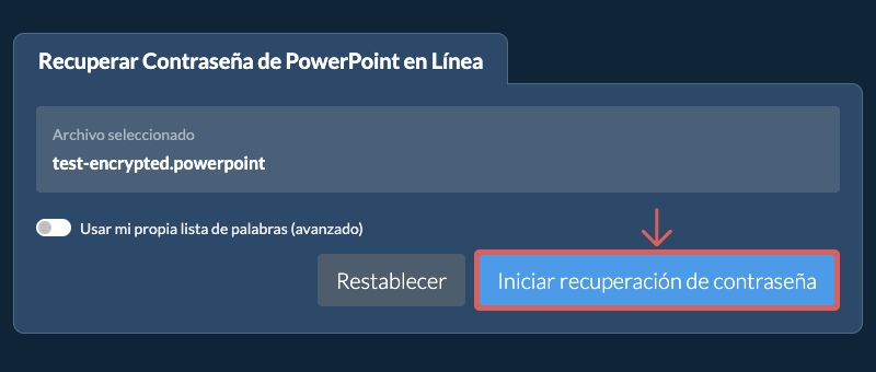 Iniciar recuperación