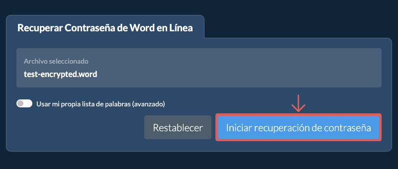 Iniciar recuperación