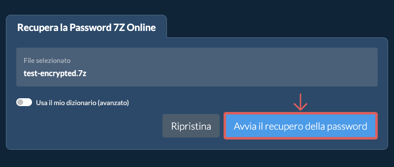Avvia il recupero
