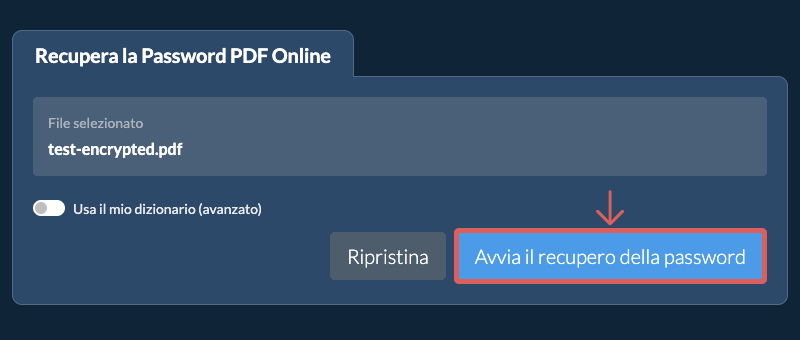 Avvia il recupero