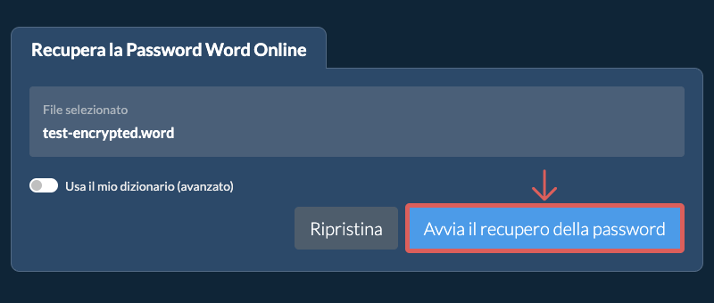 Avvia il recupero