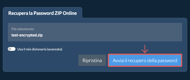Avvia il recupero