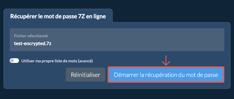 Démarrer la récupération