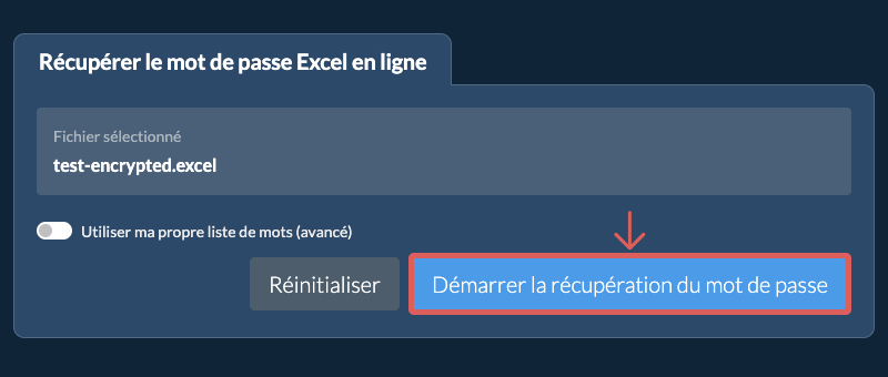 Démarrer la récupération