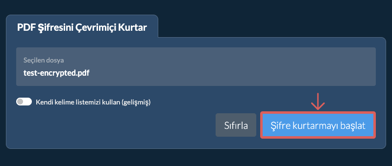 Kurtarmayı Başlat