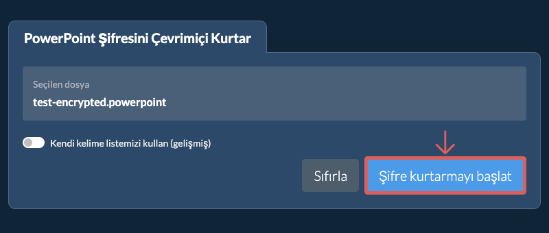 Kurtarmayı Başlat