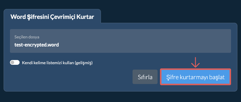 Kurtarmayı Başlat