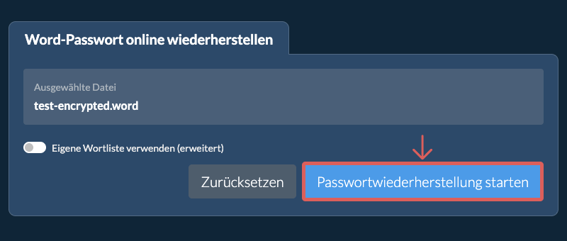 Wiederherstellung starten