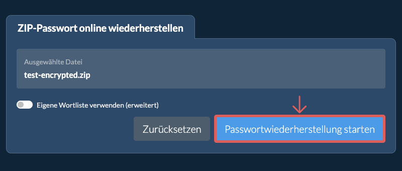 Wiederherstellung starten