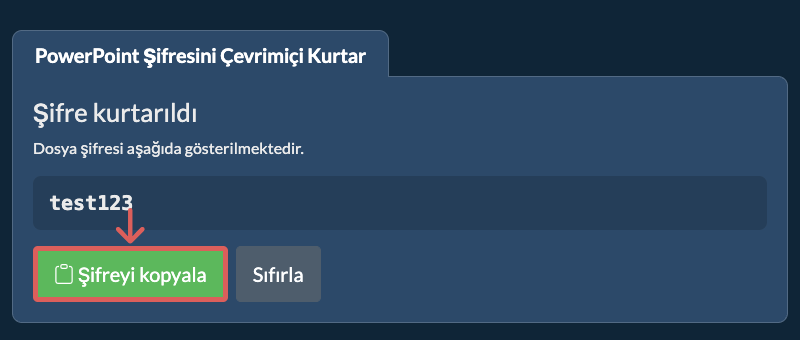 Şifreyi Kopyala