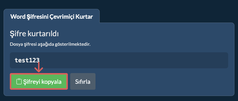 Şifreyi Kopyala