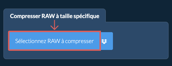 Compresser RAW à une taille spécifiquekb en ligne