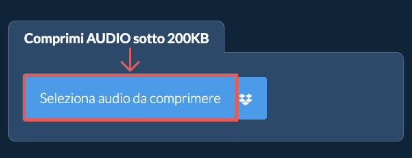 Comprimi audio sotto 200KB
