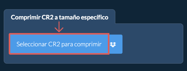 Comprimir CR2 a un tamaño específicokb en línea
