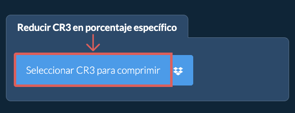 Reducir el tamaño de CR3 en un porcentaje específico
