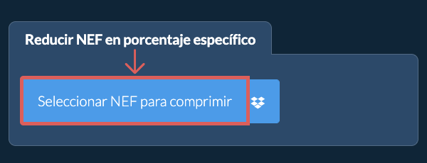 Reducir el tamaño de NEF en un porcentaje específico