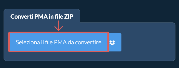 Converti PMA in file ZIP