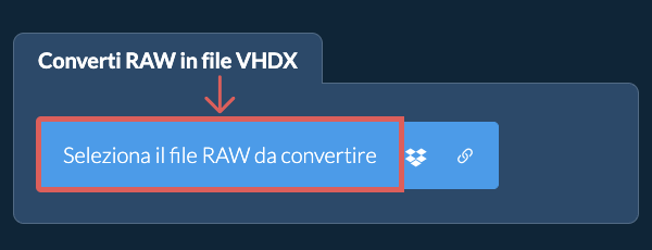 Converti RAW in file VHDX