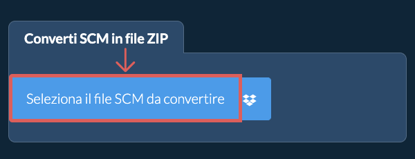 Converti SCM in file ZIP