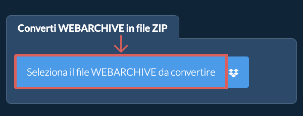 Converti WEBARCHIVE in file ZIP