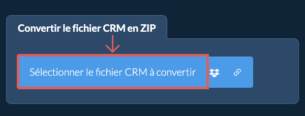 Convertir le fichier CRM en ZIP