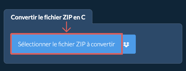 Convertir le fichier ZIP en C