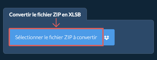 Convertir le fichier ZIP en XLSB