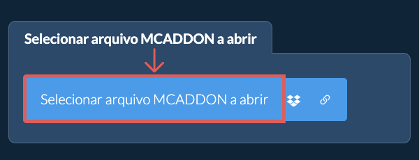Selecionar arquivo MCADDON a abrir